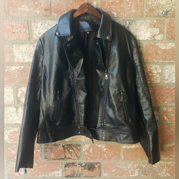 Faux Leather Pleather Motorcycle Jacket XXL - Picture 2 of 11